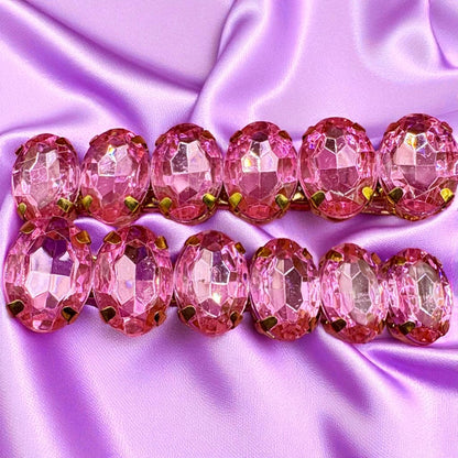 Pair of 6cm gemstone hair slide clip large rhinestones available in blue red green gold turquoise