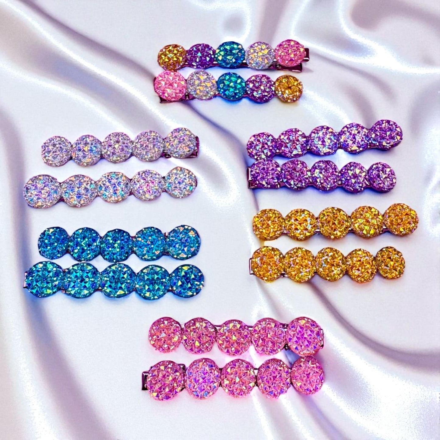 Silver glitter sparkly heart large pair of hair clips fashion clips valentines gift