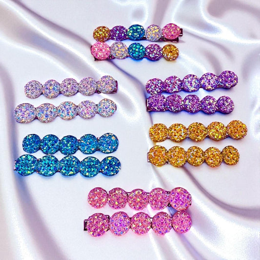 Silver glitter sparkly heart large pair of hair clips fashion clips valentines gift