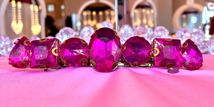 glass rhinestone statement prong clip stunning sparkly fushia pink green gold silver purple