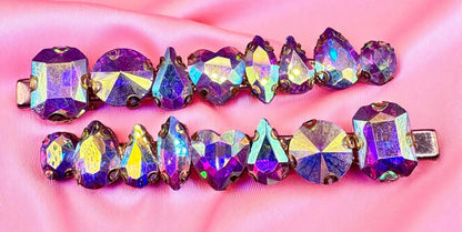 large handmade hair slide fashion clip rhinestones available in purple holographic green gold black