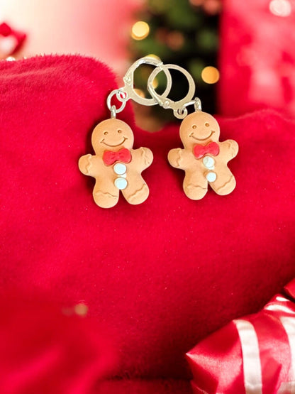 Cute Christmas Earrings Gingerbread, Reindeer Santa Bear Dangle Earrings Holiday Gift Jewelry Festive Clay Earrings