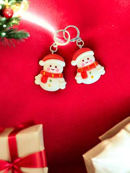 Snowman Snowflake Christmas Earrings Cute Winter Holiday Jewelry Handmade Festive Earrings Polymer Clay Earrings Stocking Stuffer