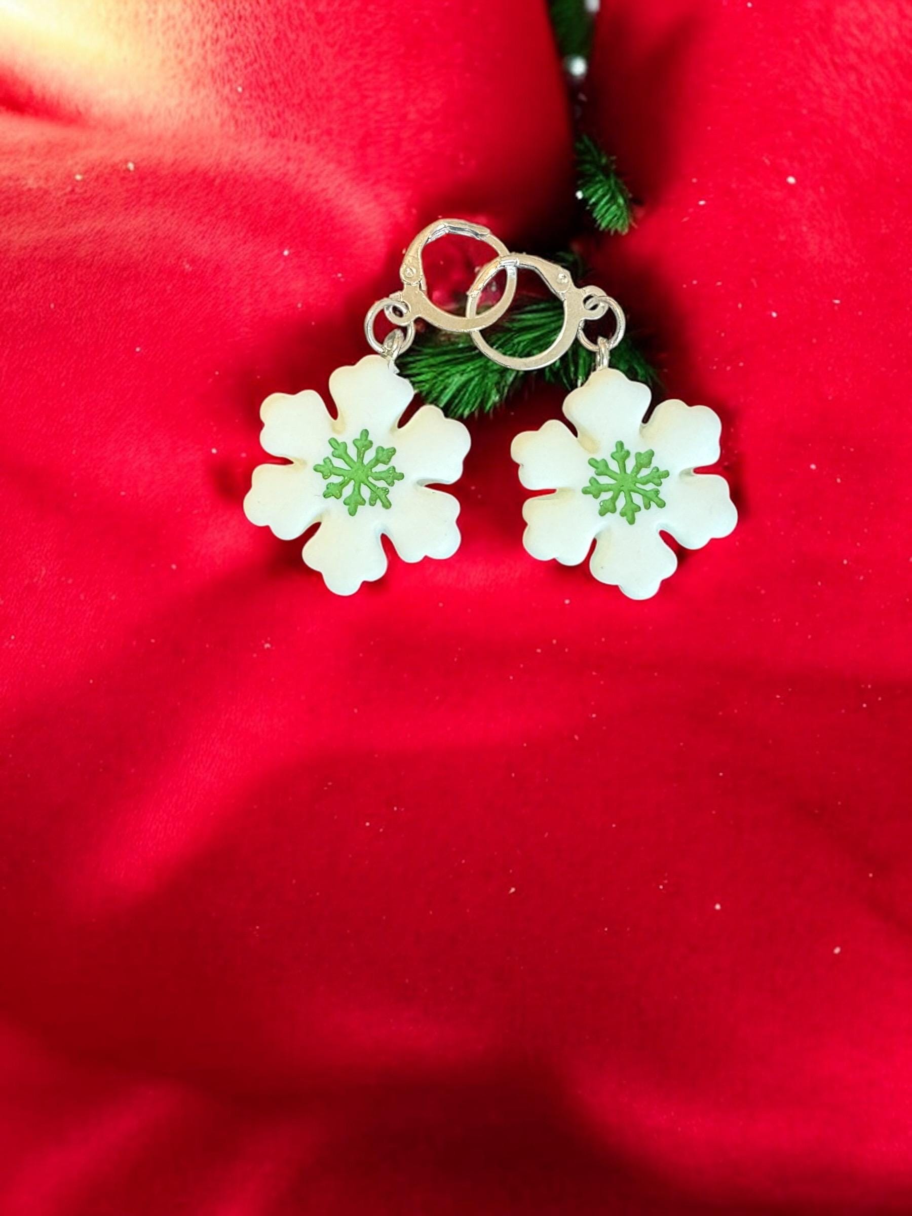 Snowman Snowflake Christmas Earrings Cute Winter Holiday Jewelry Handmade Festive Earrings Polymer Clay Earrings Stocking Stuffer