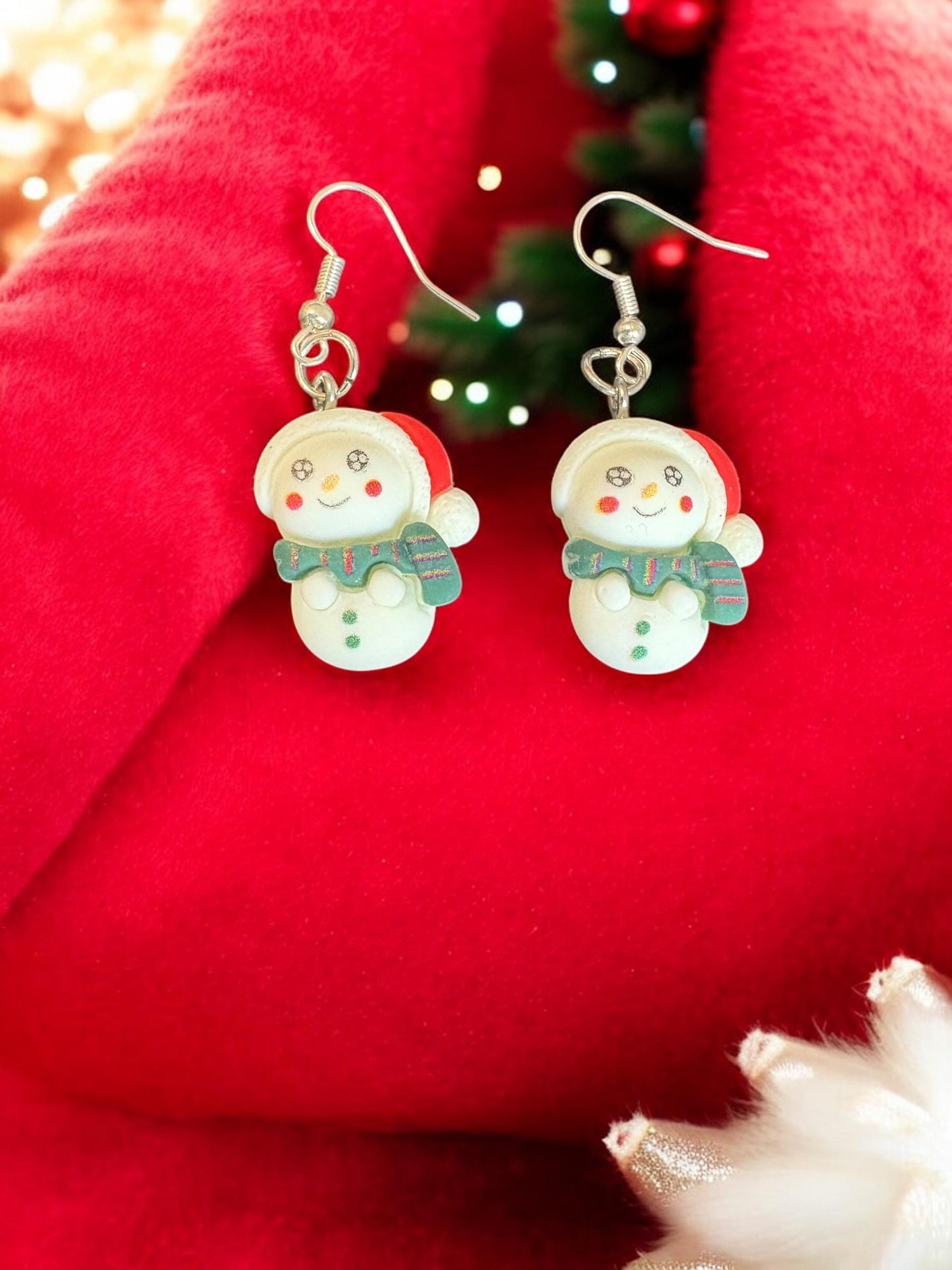 Snowman Snowflake Christmas Earrings Cute Winter Holiday Jewelry Handmade Festive Earrings Polymer Clay Earrings Stocking Stuffer