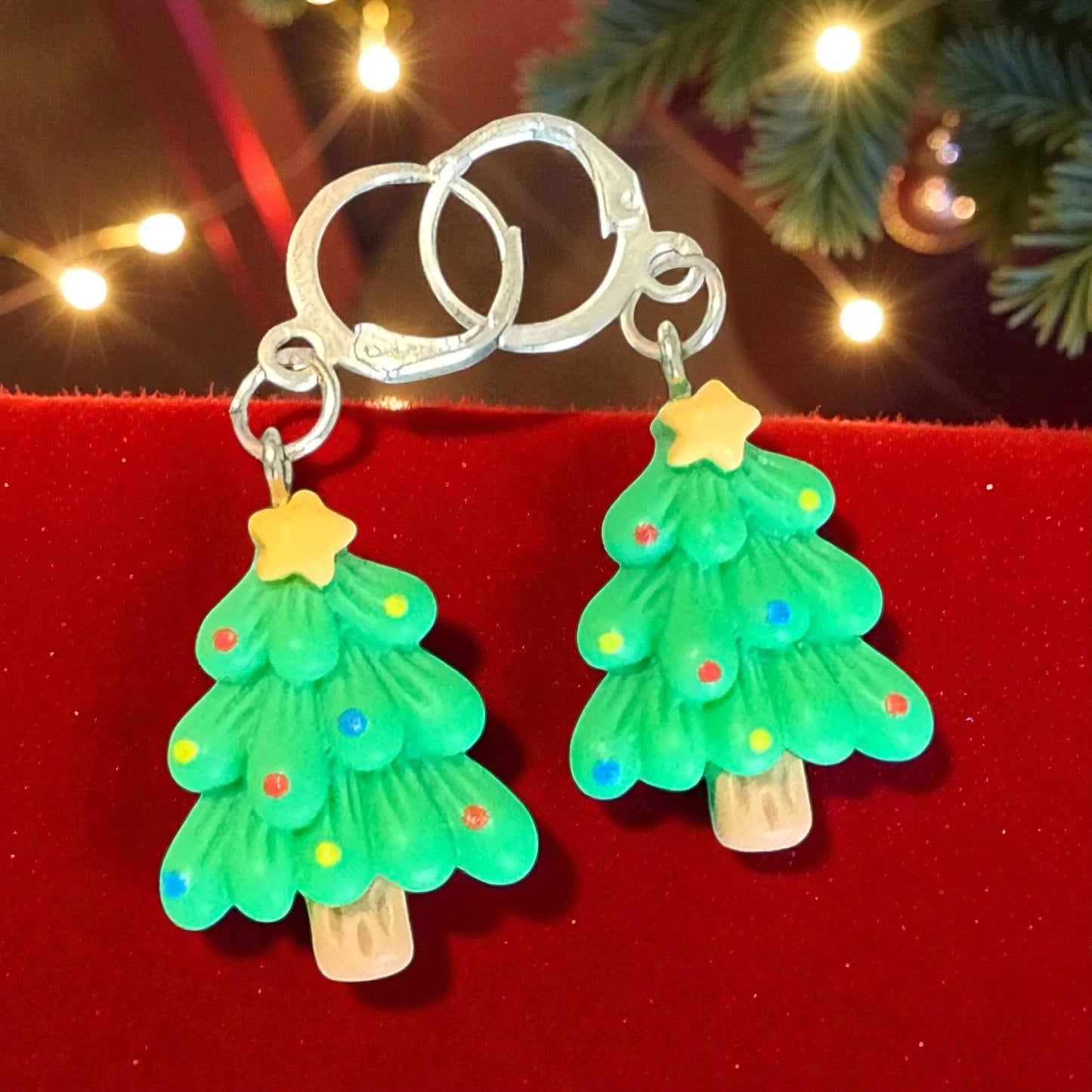 Festive Christmas Earrings Cute Holiday Dangle Earrings Christmas Tree, Gift, Bell, and Snow Designs Handmade Polymer Clay Earrings