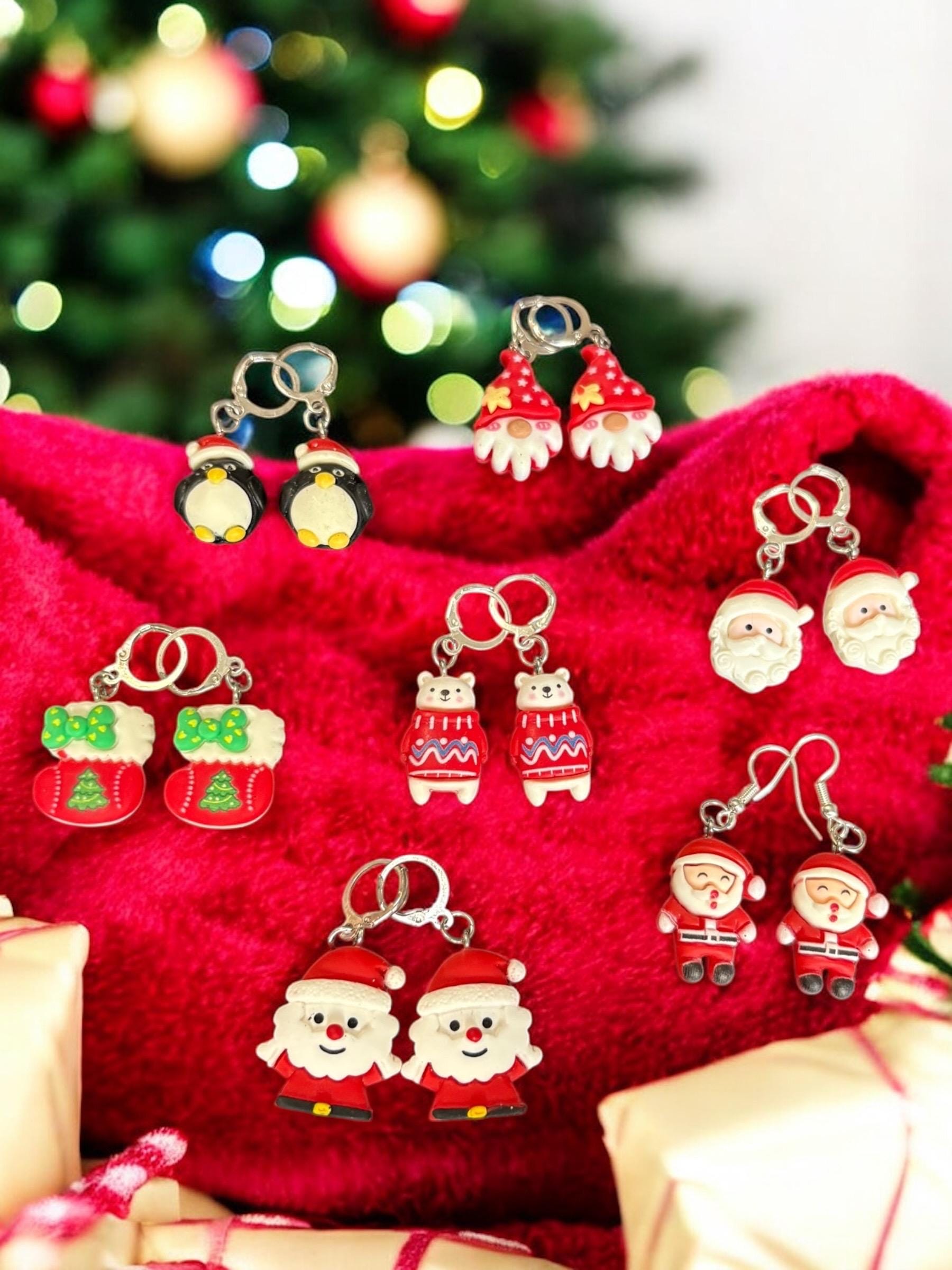 Adorable Christmas Earrings Santa, Penguin, Gnome, Stocking Sweater Designs Handmade Holiday Earrings Cute Festive Jewelry Gifts