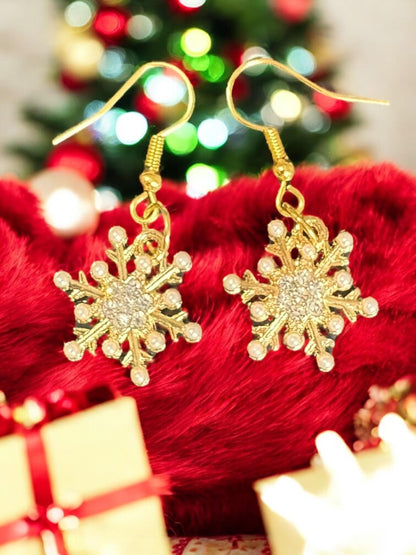 Elegant Christmas Earrings Snowflake Reindeer Pearl Earrings Gold Silver Holiday Jewelry Festive Winter Earrings for Women