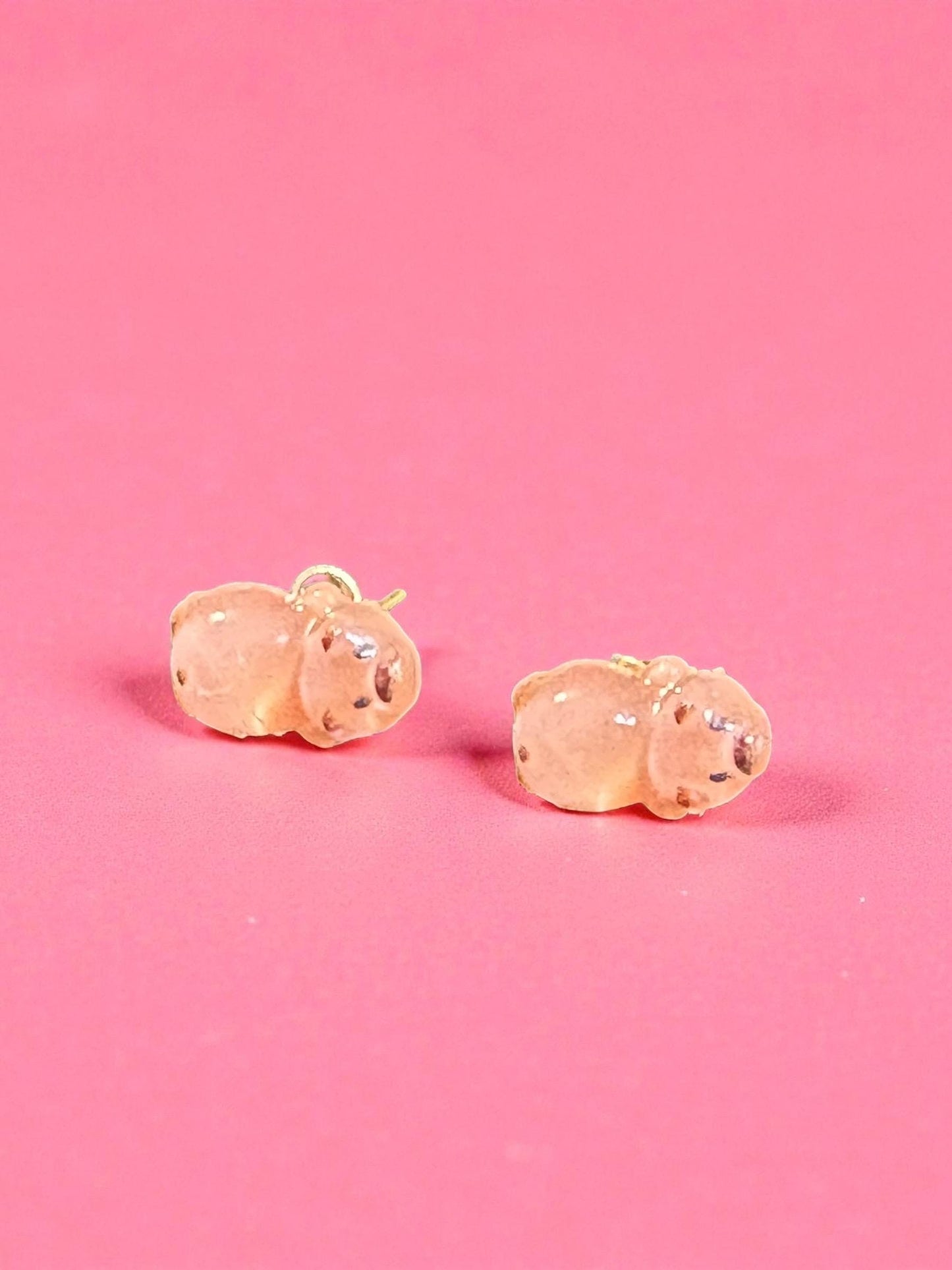Cute Capybara Earrings Kawaii Animal Studs Handmade Resin Capybara Jewelry Adorable Gift for Her Sold Individually