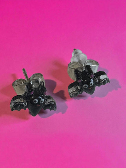 Cute Bat Earrings Handmade Resin Bat Studs Kawaii Gothic Jewelry Spooky Halloween Earrings Gift for Her