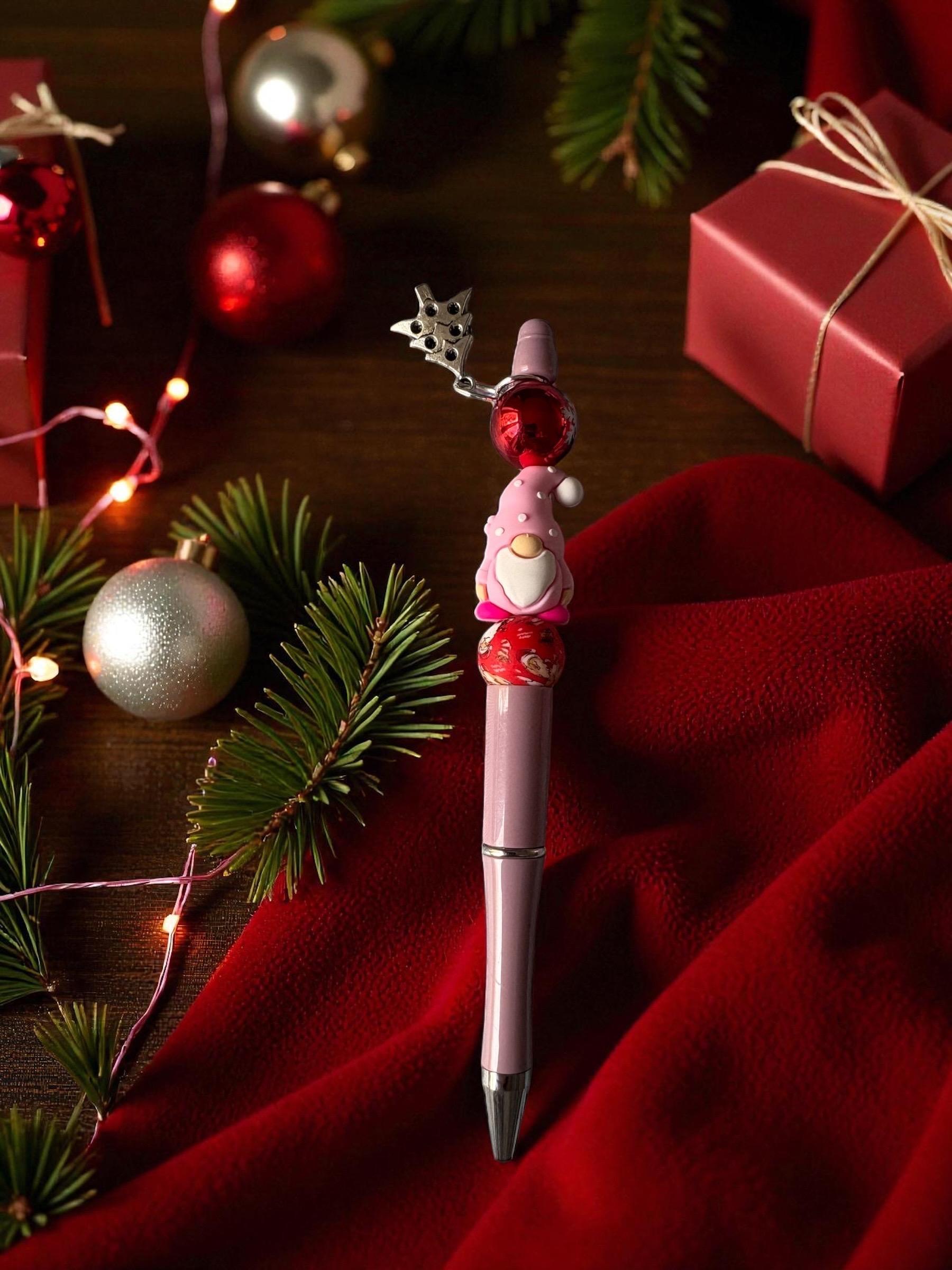 Cute Christmas Gnome Pen Pink Holiday Pen with Charm Festive Ballpoint Pen Kawaii Christmas Stationery Gift Sold Separately