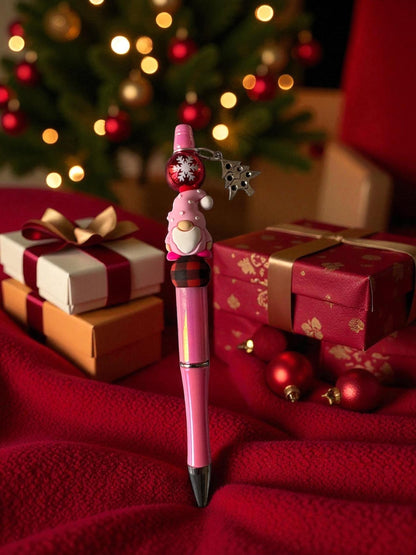 Cute Christmas Gnome Pen Pink Holiday Pen with Charm Festive Ballpoint Pen Kawaii Christmas Stationery Gift Sold Separately