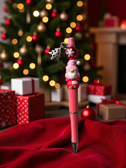 Cute Christmas Gnome Pen Holiday Ballpoint Pen Festive Red Pink Pens with Charms Kawaii Christmas Stationery Gift Sold Separately