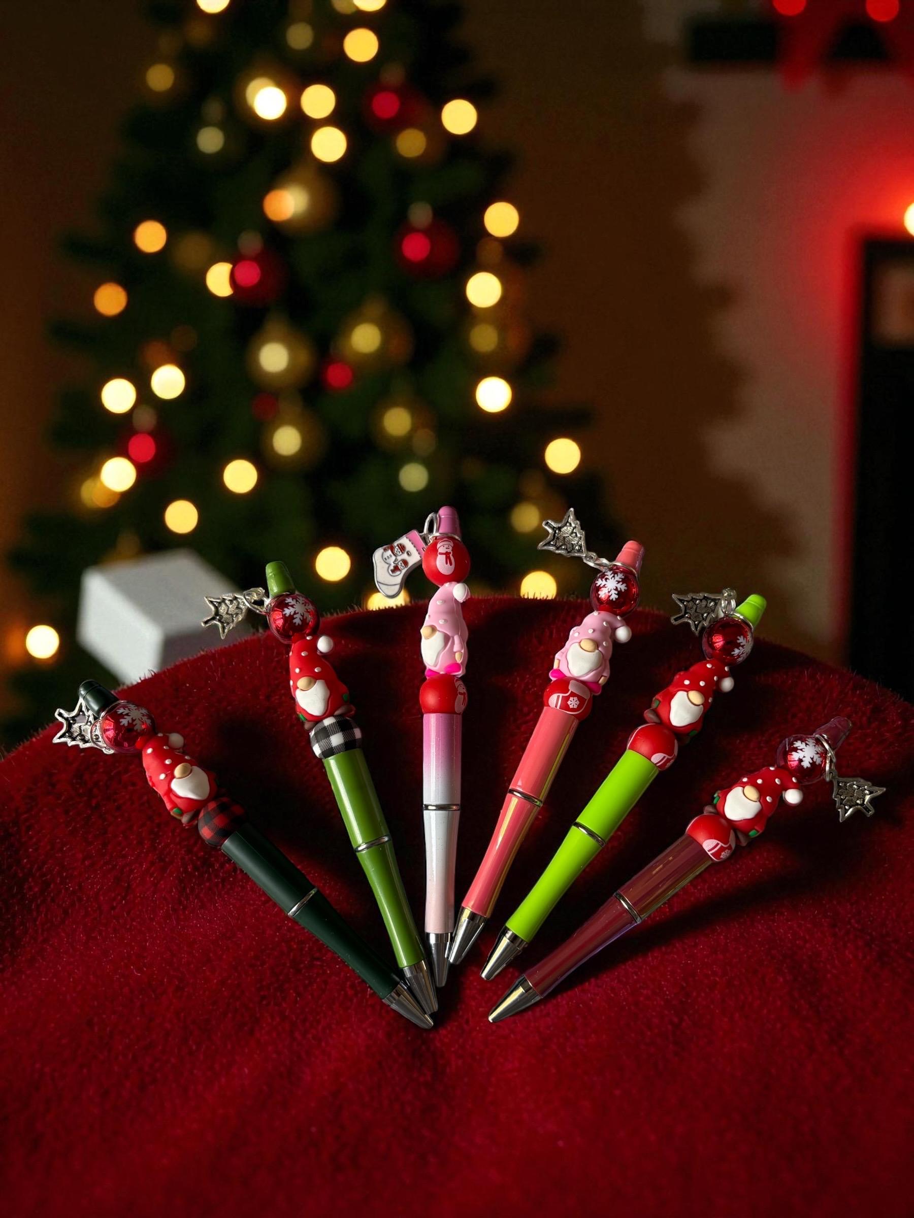 Cute Christmas Gnome Pen Holiday Ballpoint Pen Festive Red Pink Pens with Charms Kawaii Christmas Stationery Gift Sold Separately