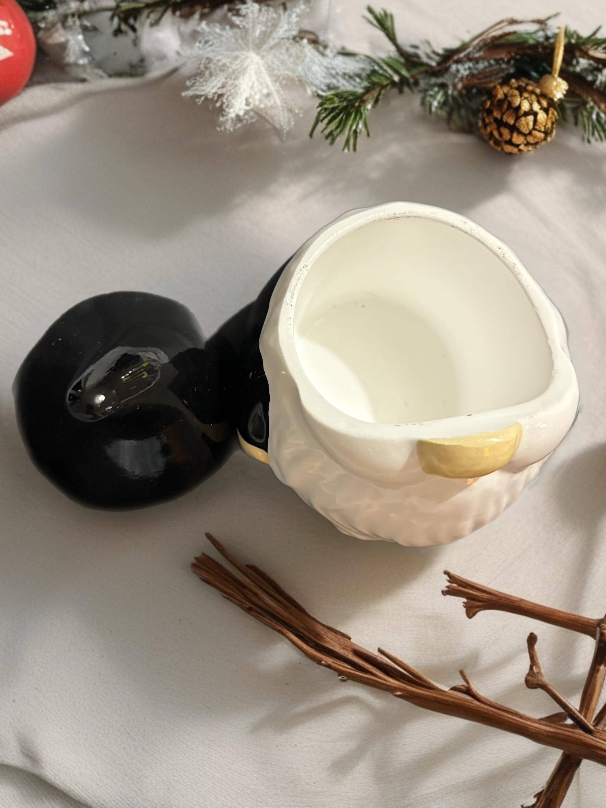 Black White Ceramic Christmas Gonk Pot Festive Nordic Gnome Jar with Lid Holiday Candy Dish Christmas Table Decor Gift Idea
