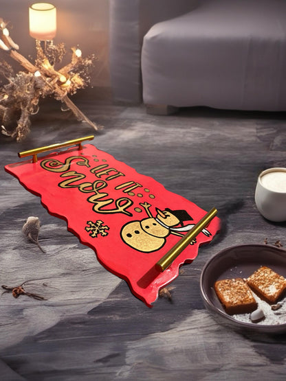 Hand-Painted Ceramic Christmas Trays Festive Serving Trays “Let It Snow” Gonk Design Holiday Table Decor Christmas Gift