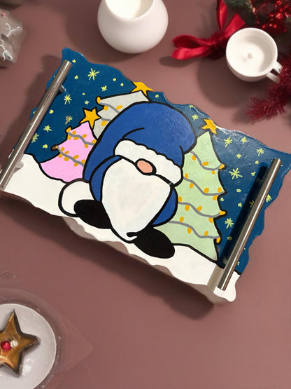 Hand-Painted Ceramic Christmas Trays Festive Serving Trays “Let It Snow” Gonk Design Holiday Table Decor Christmas Gift