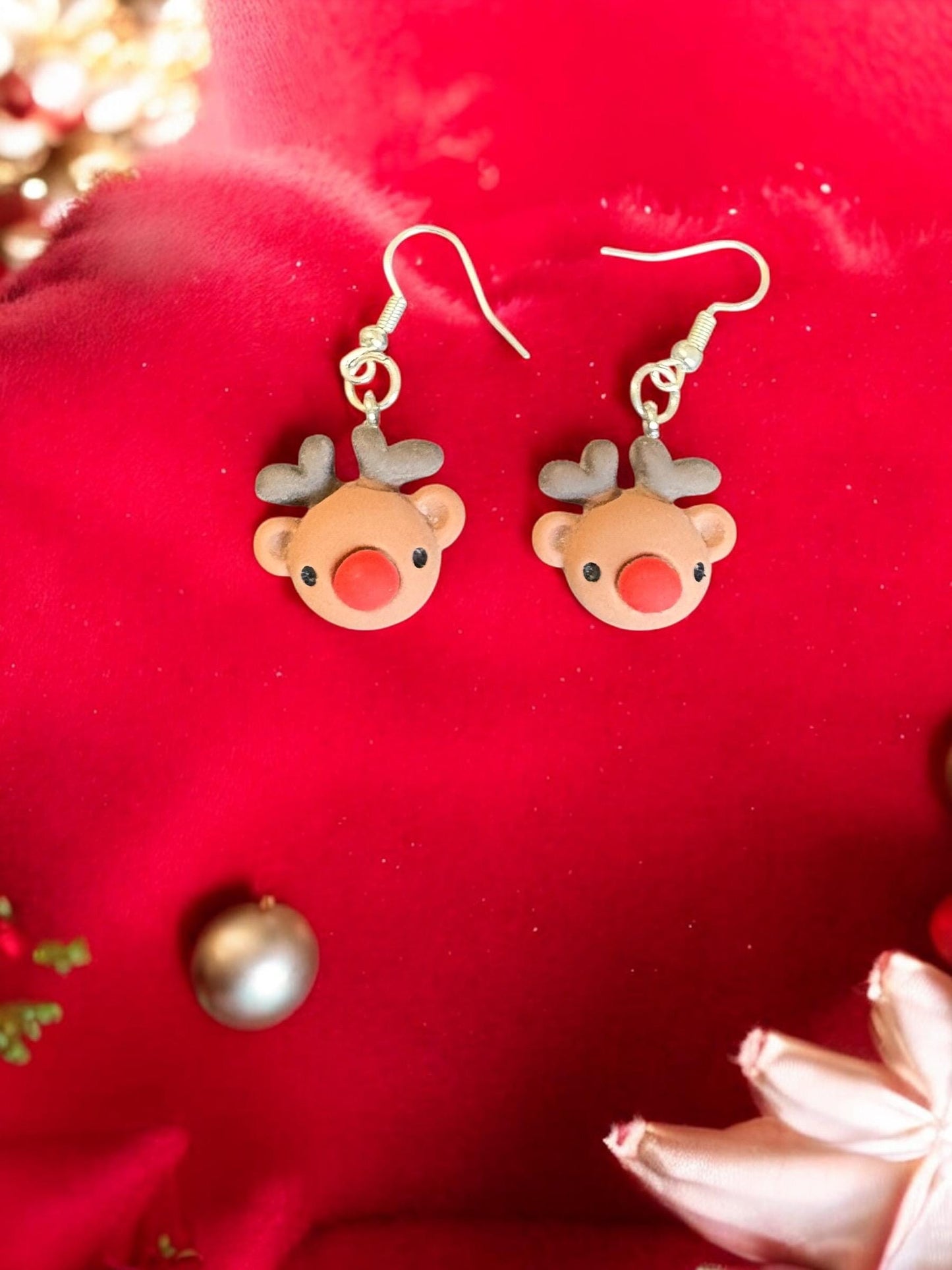 Cute Christmas Earrings Gingerbread, Reindeer Santa Bear Dangle Earrings Holiday Gift Jewelry Festive Clay Earrings
