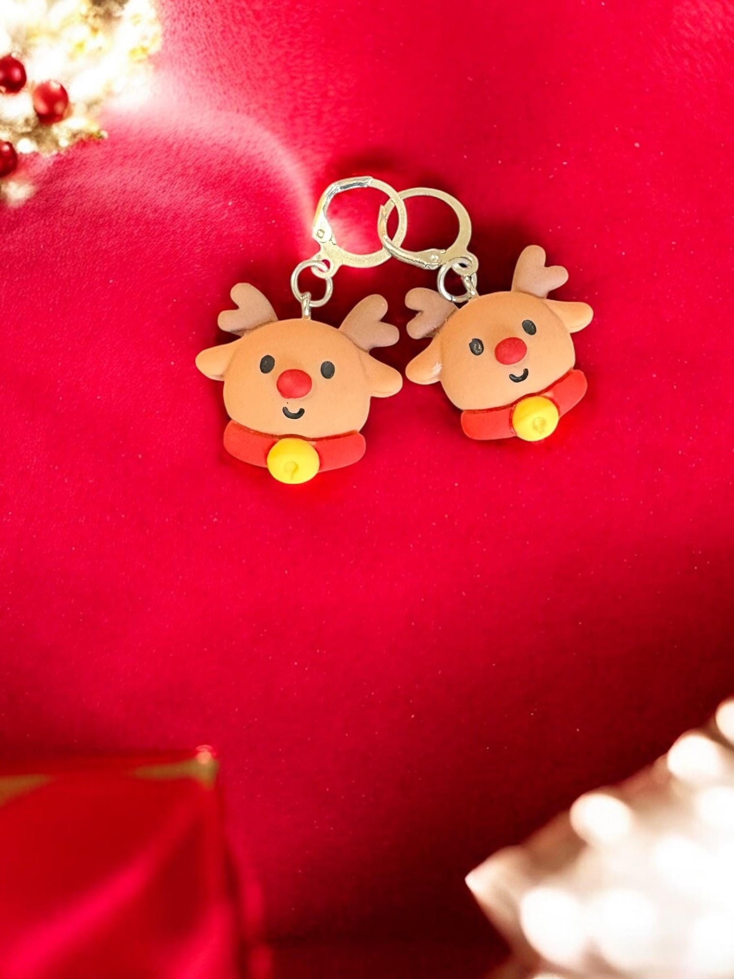 Cute Christmas Earrings Gingerbread, Reindeer Santa Bear Dangle Earrings Holiday Gift Jewelry Festive Clay Earrings