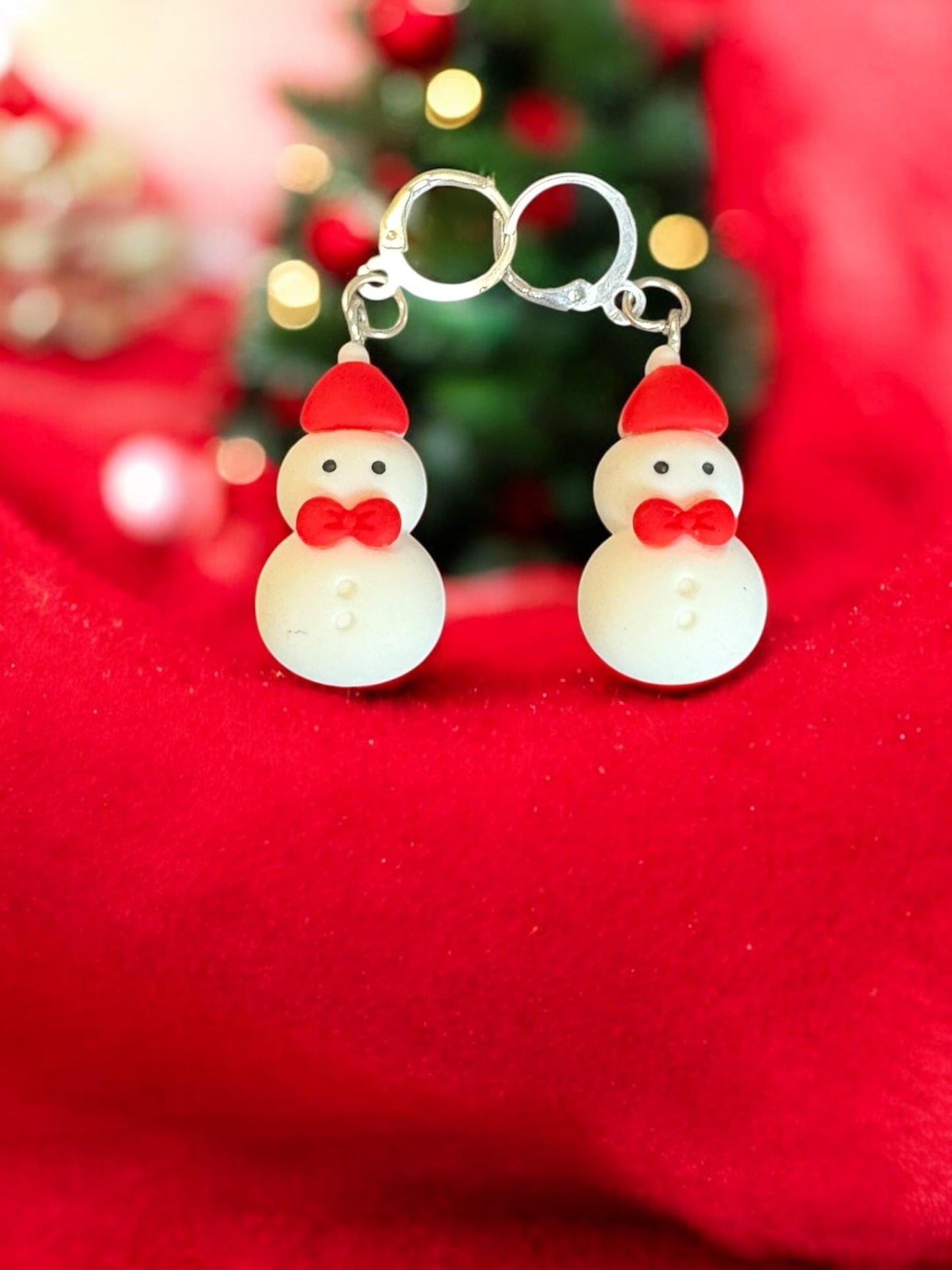 Snowman Snowflake Christmas Earrings Cute Winter Holiday Jewelry Handmade Festive Earrings Polymer Clay Earrings Stocking Stuffer