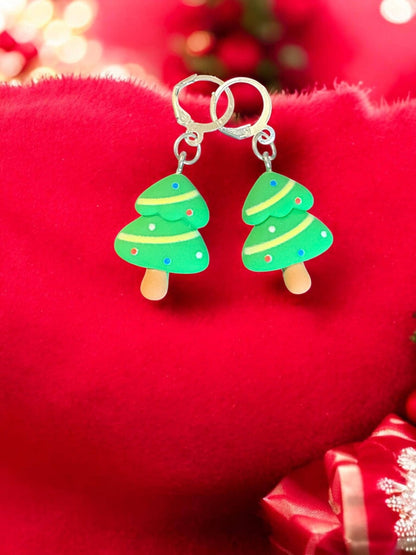 Festive Christmas Earrings Cute Holiday Dangle Earrings Christmas Tree, Gift, Bell, and Snow Designs Handmade Polymer Clay Earrings
