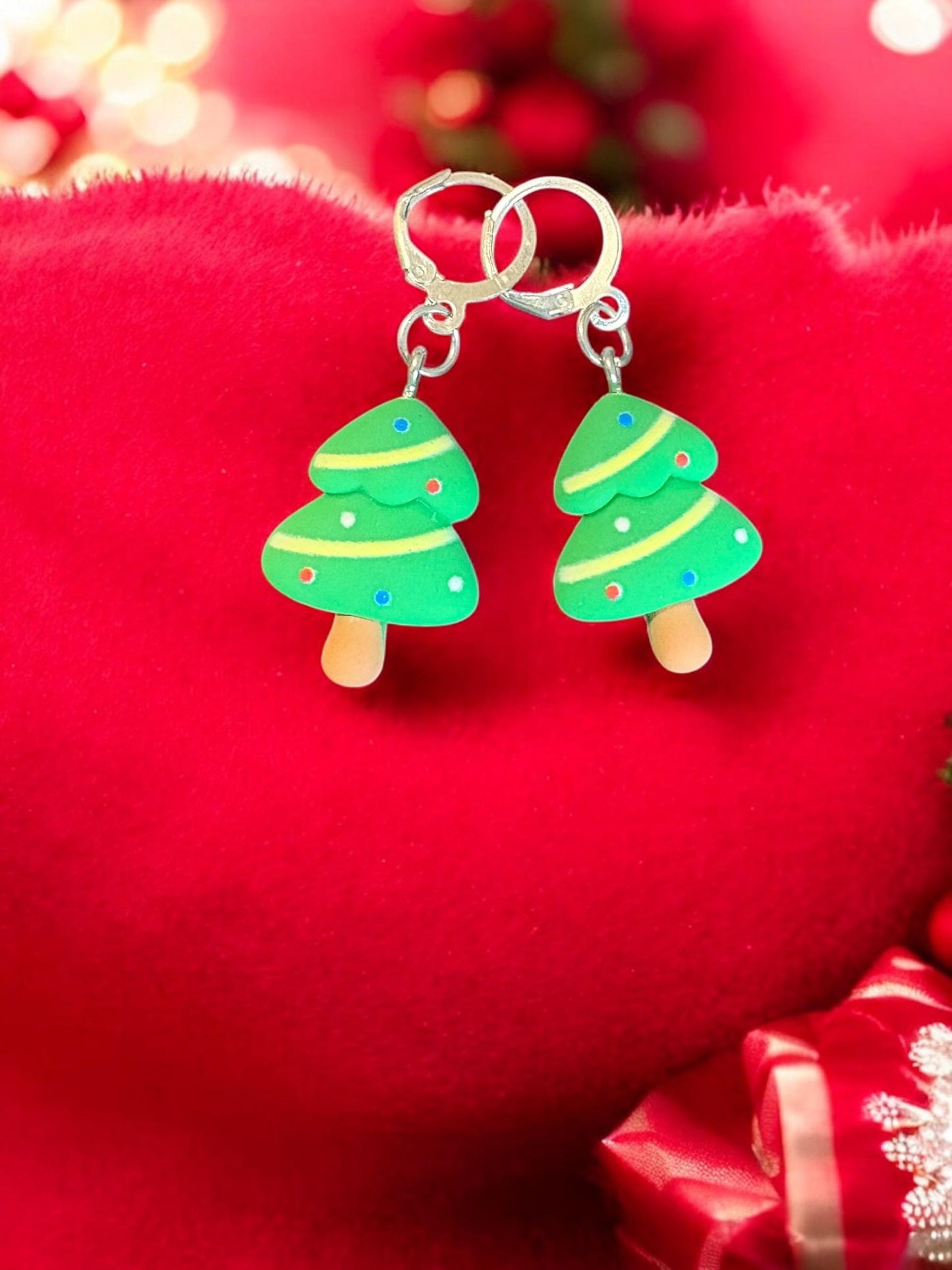 Festive Christmas Earrings Cute Holiday Dangle Earrings Christmas Tree, Gift, Bell, and Snow Designs Handmade Polymer Clay Earrings