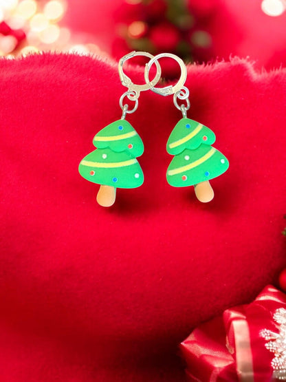Festive Christmas Earrings Cute Holiday Dangle Earrings Christmas Tree, Gift, Bell, and Snow Designs Handmade Polymer Clay Earrings