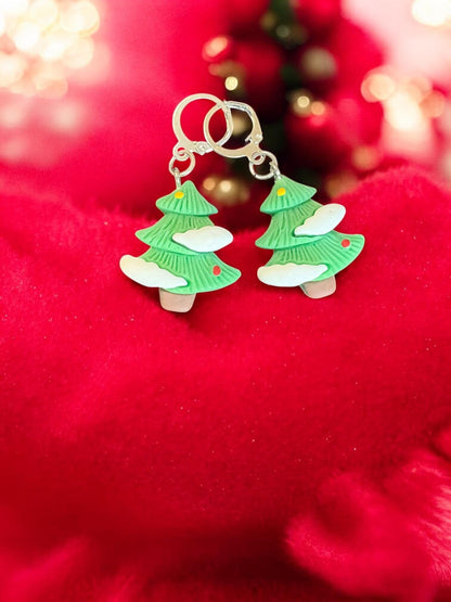 Festive Christmas Earrings Cute Holiday Dangle Earrings Christmas Tree, Gift, Bell, and Snow Designs Handmade Polymer Clay Earrings