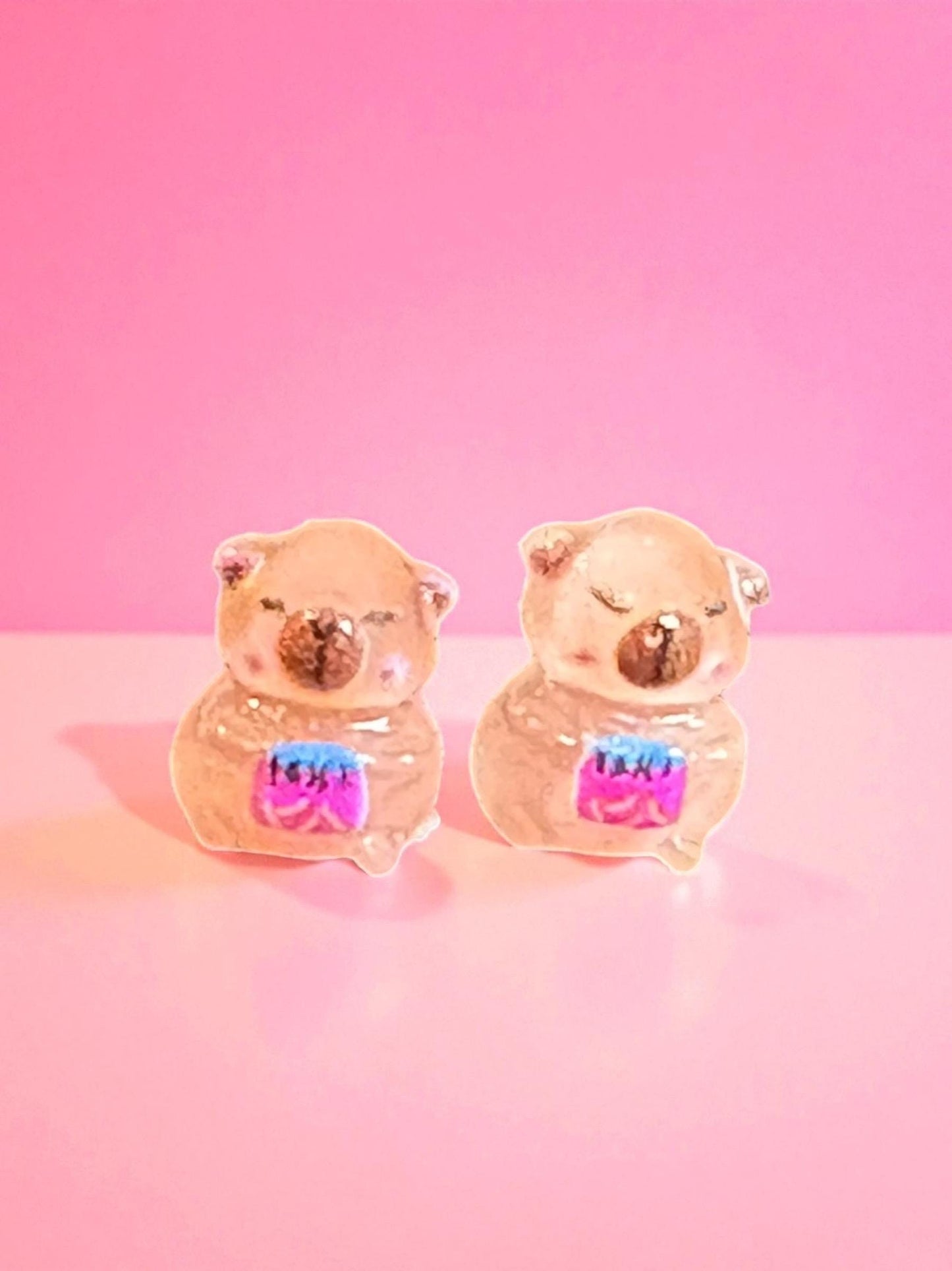 Cute Capybara Earrings Kawaii Animal Studs Handmade Resin Capybara Jewelry Adorable Gift for Her Sold Individually