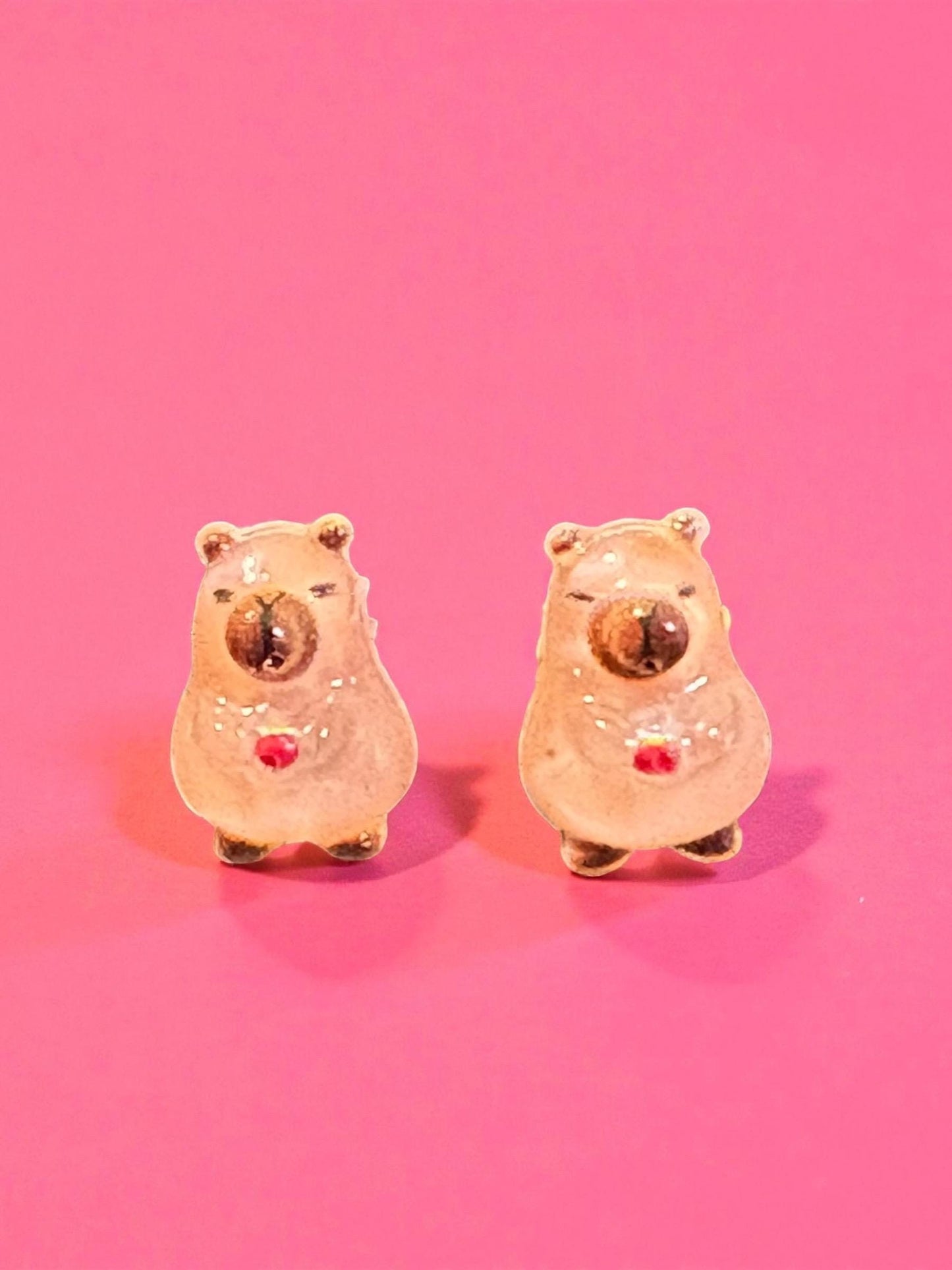 Cute Capybara Earrings Kawaii Animal Studs Handmade Resin Capybara Jewelry Adorable Gift for Her Sold Individually