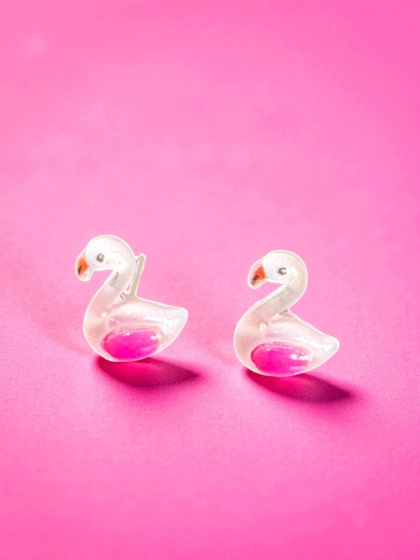 Cute Flamingo Earrings Handmade Resin Bird Studs Kawaii Pink Flamingo Jewelry Tropical Summer Gift for Her