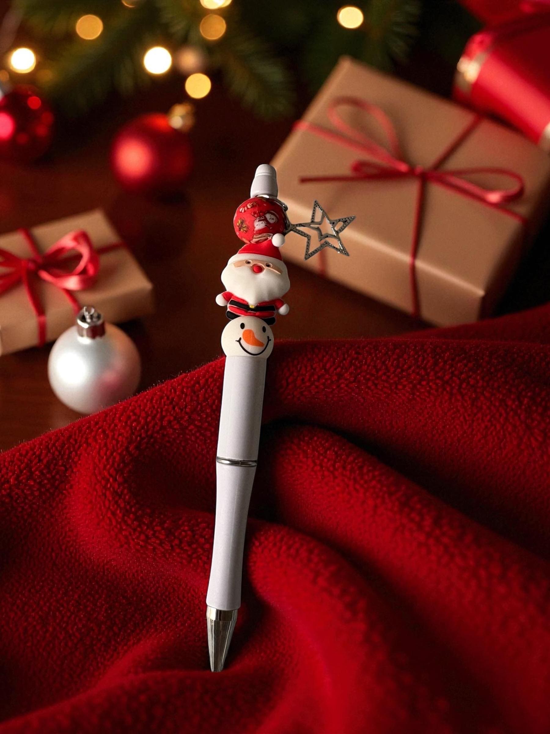 Cute Christmas Pen Holiday Snowman Santa Pens Festive Ballpoint Pen Kawaii Christmas Stationery Gift Sold Separately