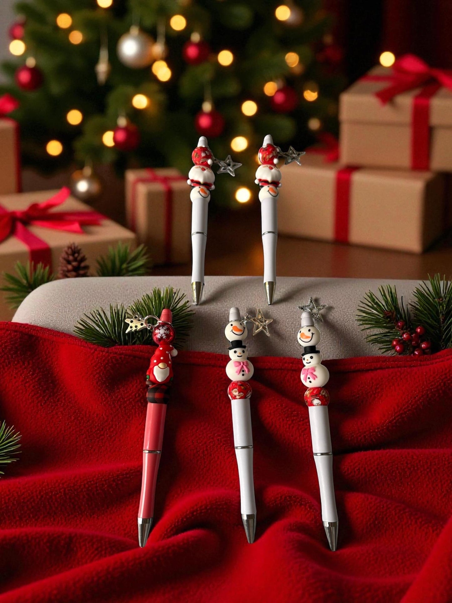 Cute Christmas Pen Holiday Snowman Santa Pens Festive Ballpoint Pen Kawaii Christmas Stationery Gift Sold Separately