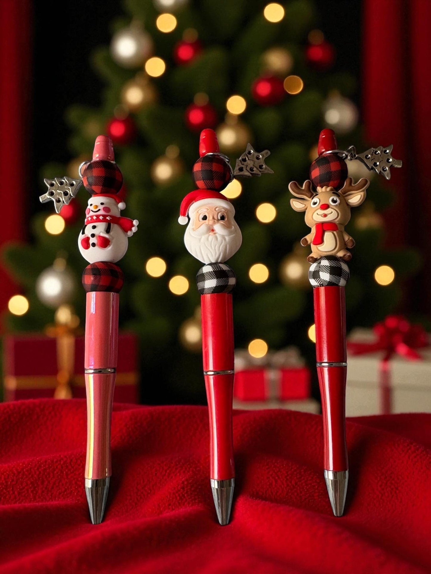 Cute Christmas Pen Holiday Snowman Santa Pens Festive Ballpoint Pen Kawaii Christmas Stationery Gift Sold Separately