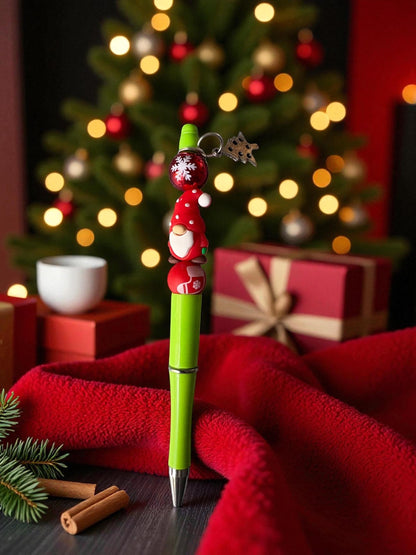 Cute Christmas Gnome Pen Holiday Ballpoint Pen Festive Red Pink Pens with Charms Kawaii Christmas Stationery Gift Sold Separately