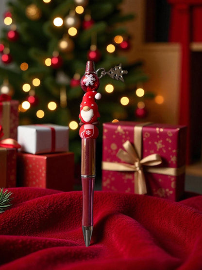 Cute Christmas Gnome Pen Holiday Ballpoint Pen Festive Red Pink Pens with Charms Kawaii Christmas Stationery Gift Sold Separately