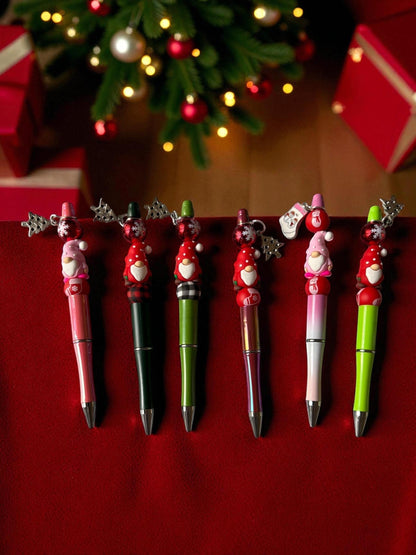 Cute Christmas Gnome Pen Holiday Ballpoint Pen Festive Red Pink Pens with Charms Kawaii Christmas Stationery Gift Sold Separately