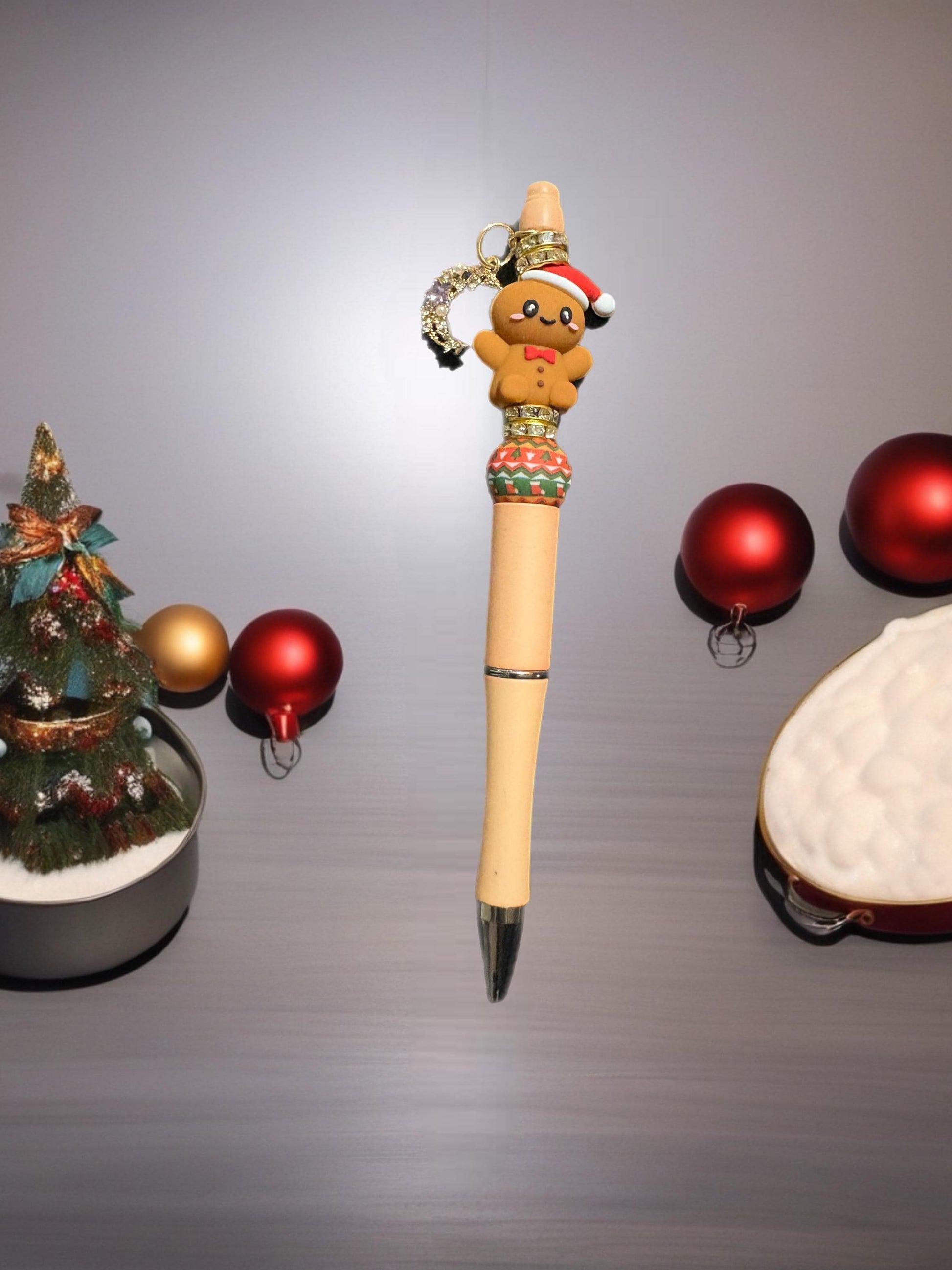 Holiday Christmas Pen gingerbread man Snowman Santa Pens Festive Ballpoint Pen Kawaii Christmas Stationery Gift Sold Separately