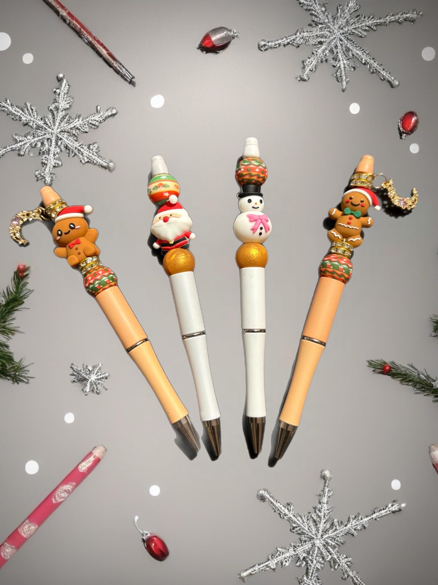 Holiday Christmas Pen gingerbread man Snowman Santa Pens Festive Ballpoint Pen Kawaii Christmas Stationery Gift Sold Separately
