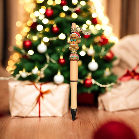 Holiday Christmas Pen gingerbread man Snowman Santa Pens Festive Ballpoint Pen Kawaii Christmas Stationery Gift Sold Separately