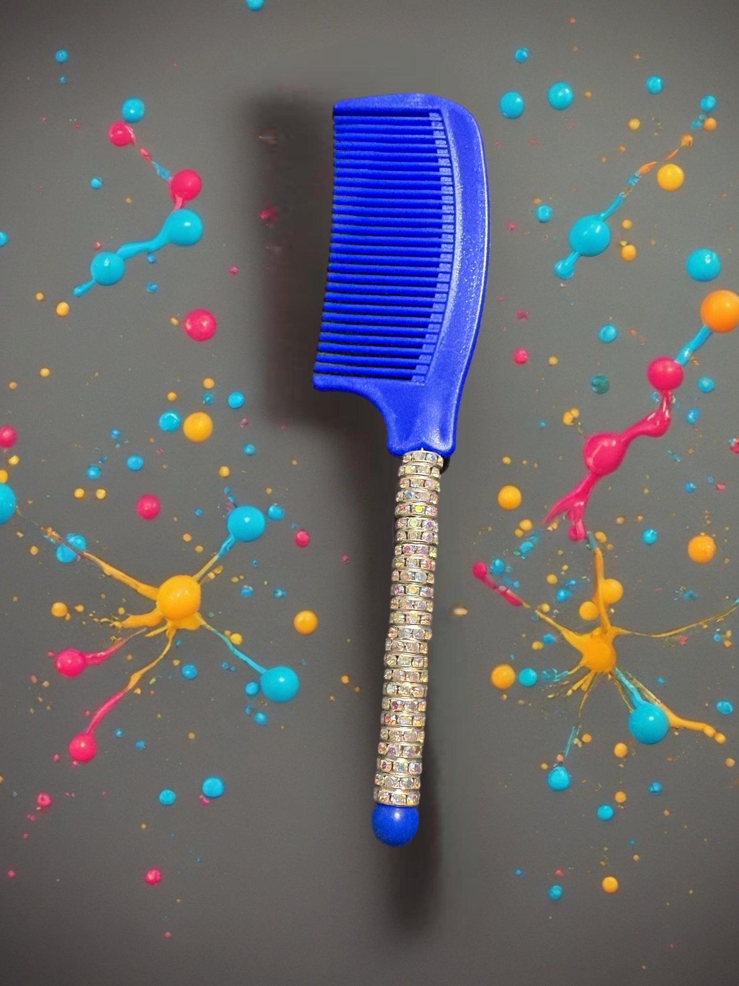 Sparkly Rhinestone Handle Comb Colorful Hair Comb for Styling Detangling Glam Beauty Accessory Gift for Her stocking filler