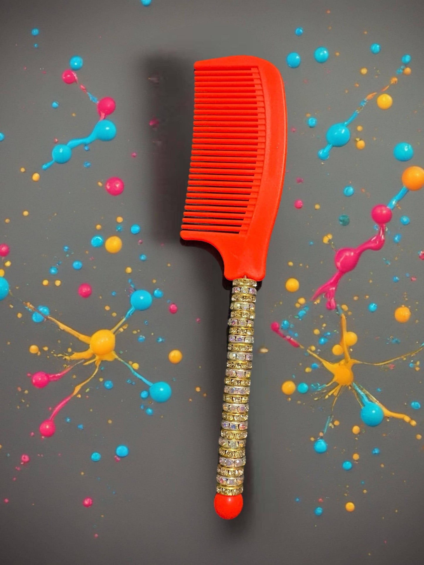 Sparkly Rhinestone Handle Comb Colorful Hair Comb for Styling Detangling Glam Beauty Accessory Gift for Her stocking filler