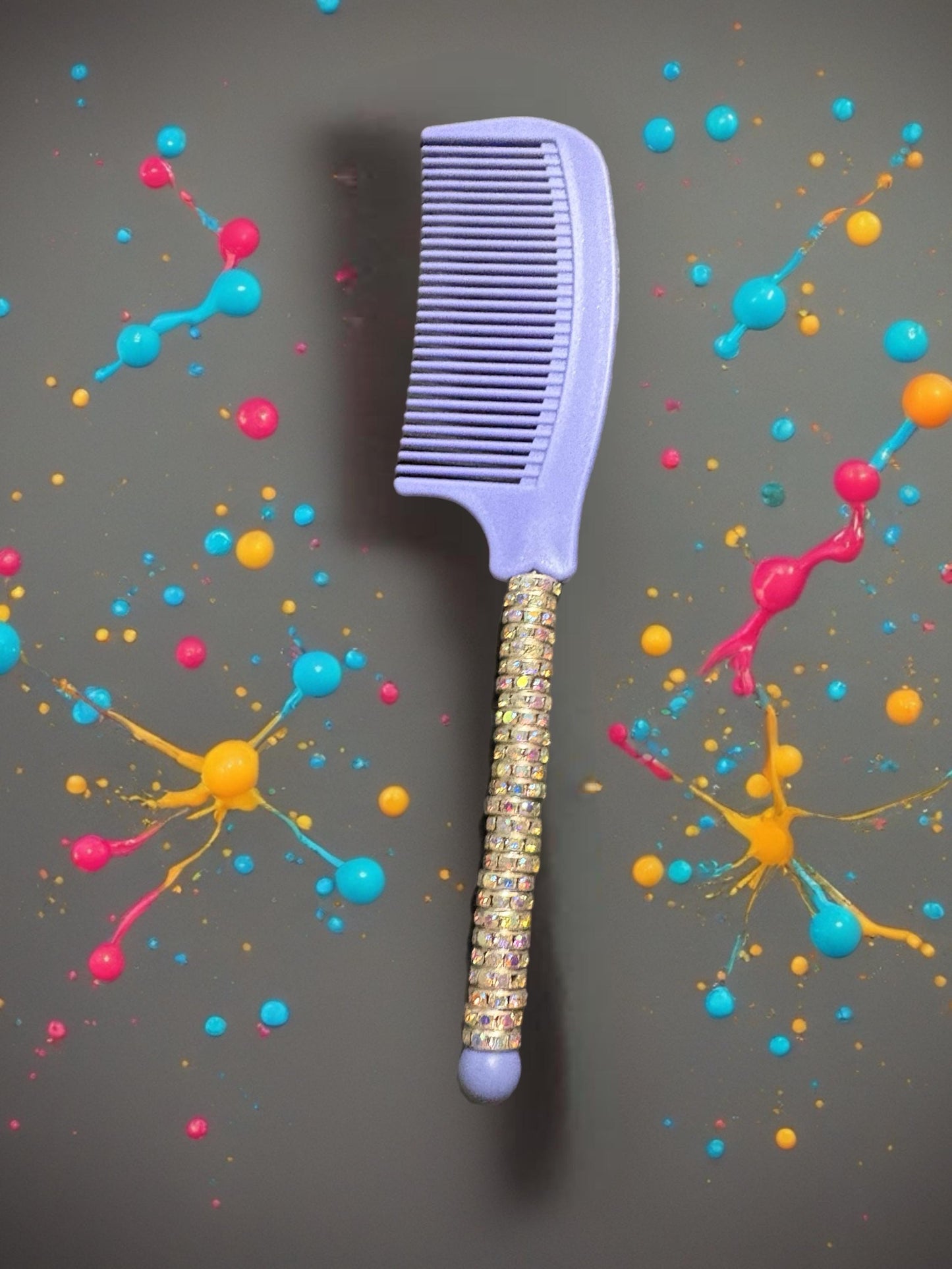 Sparkly Rhinestone Handle Comb Colorful Hair Comb for Styling Detangling Glam Beauty Accessory Gift for Her stocking filler