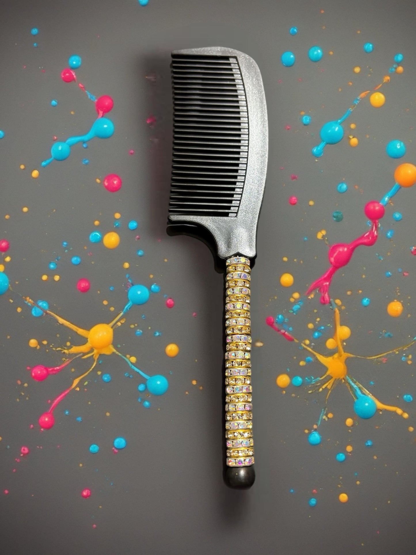 Sparkly Rhinestone Handle Comb Colorful Hair Comb for Styling Detangling Glam Beauty Accessory Gift for Her stocking filler