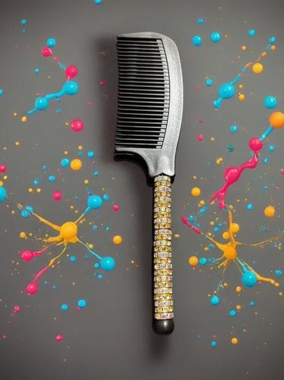 Sparkly Rhinestone Handle Comb Colorful Hair Comb for Styling Detangling Glam Beauty Accessory Gift for Her stocking filler