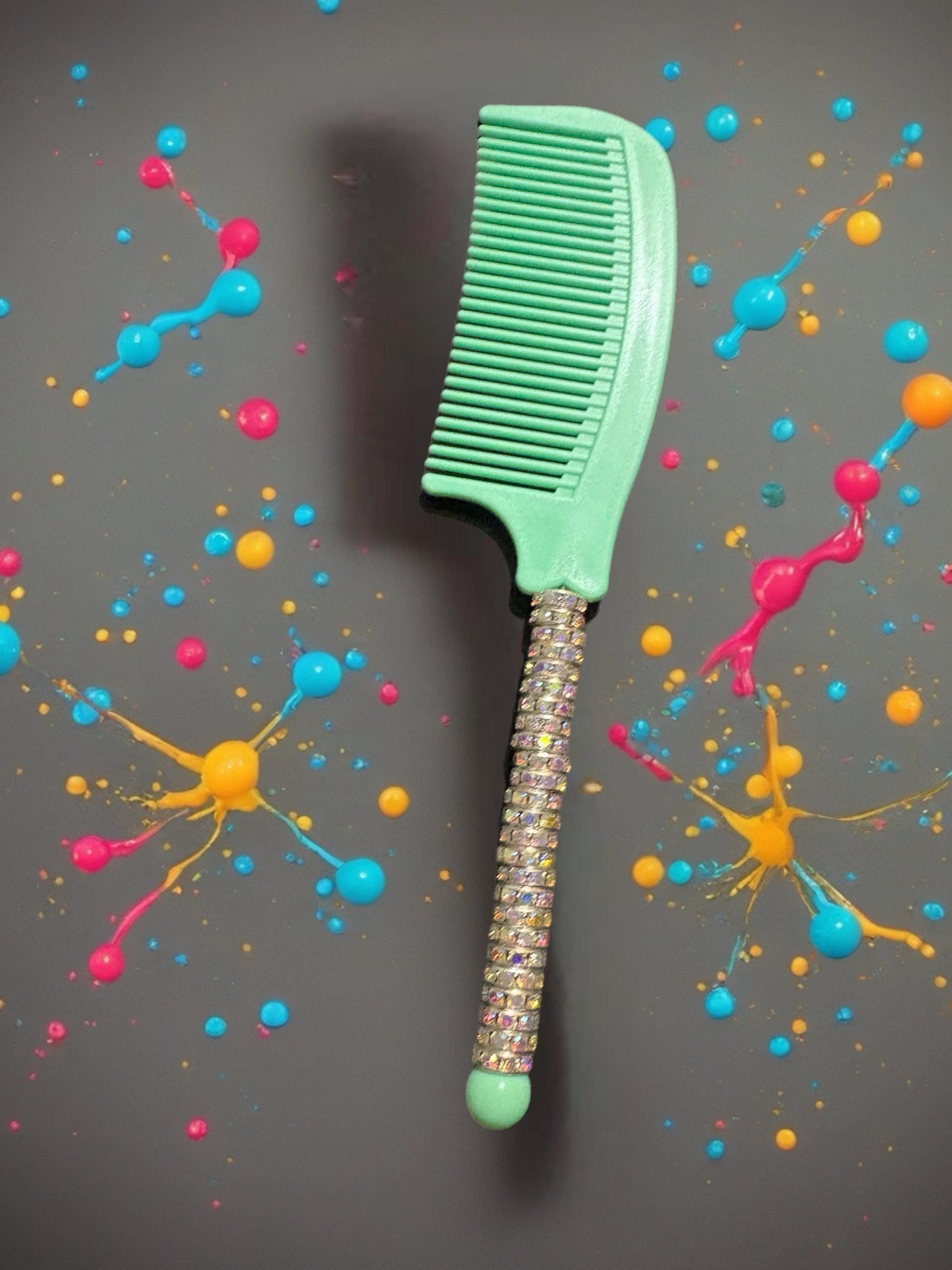 Sparkly Rhinestone Handle Comb Colorful Hair Comb for Styling Detangling Glam Beauty Accessory Gift for Her stocking filler