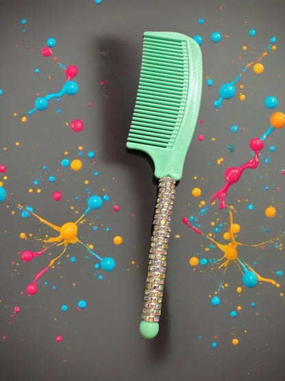 Sparkly Rhinestone Handle Comb Colorful Hair Comb for Styling Detangling Glam Beauty Accessory Gift for Her stocking filler