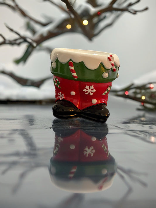 Santa’s Boot Christmas Planter Pot Ceramic Santa Boots Candy Holder Holiday Table Centerpiece Christmas Gift Festive Home Decor