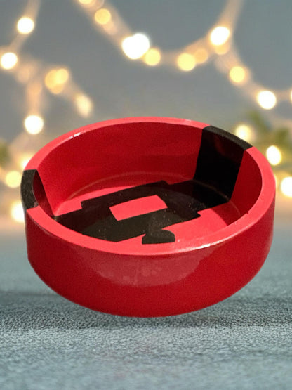 Santa’s Belt Ceramic Christmas Ashtray trinket pot Festive Red Black Santa Suit Ashtray Holiday Gift Christmas Decor Accent