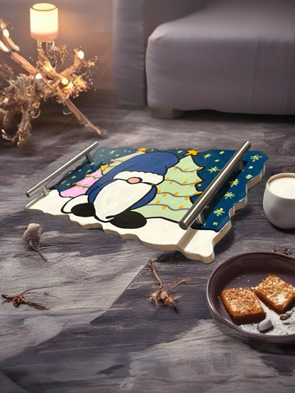 Hand-Painted Ceramic Christmas Trays Festive Serving Trays “Let It Snow” Gonk Design Holiday Table Decor Christmas Gift